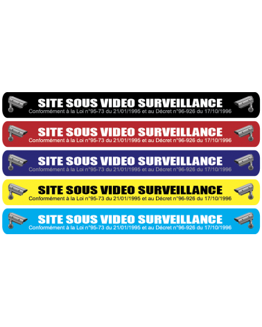 Autocollant BANDE SITE SOUS VIDEO SURVEILLANCE Autocollant securité
