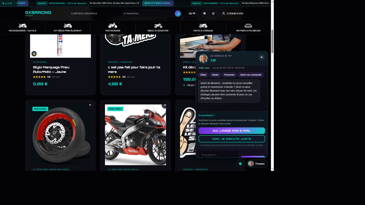 Widget Aide GXS Racing — chat Les conseils de Tiff ouvert