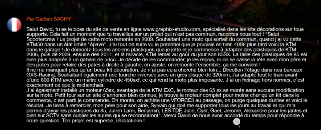 Archives SCTV — entretien sur le projet KTM50 GXS