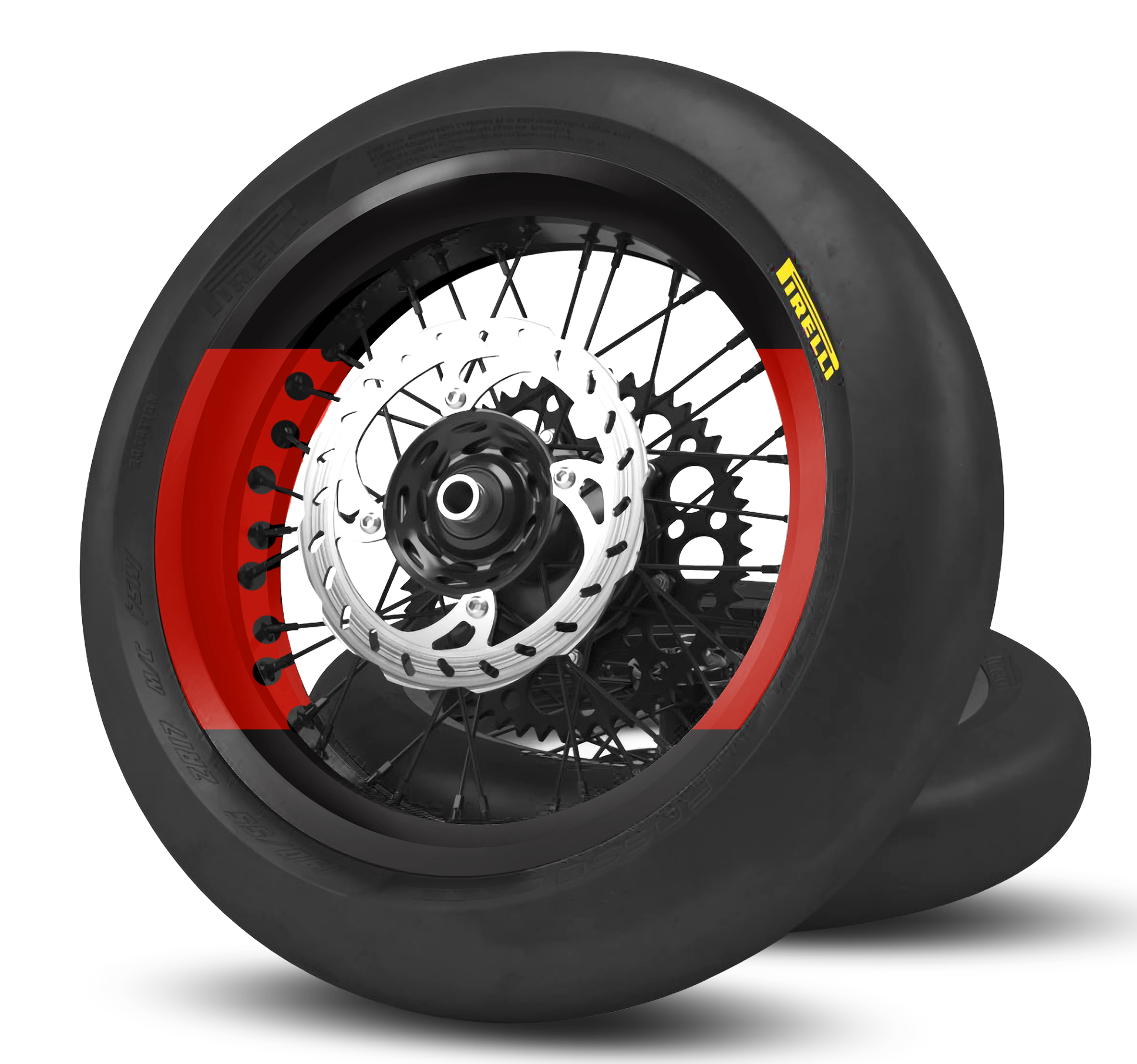Kit stickers jantes SM GXS bi-bandes rouges jusqu’aux rayons